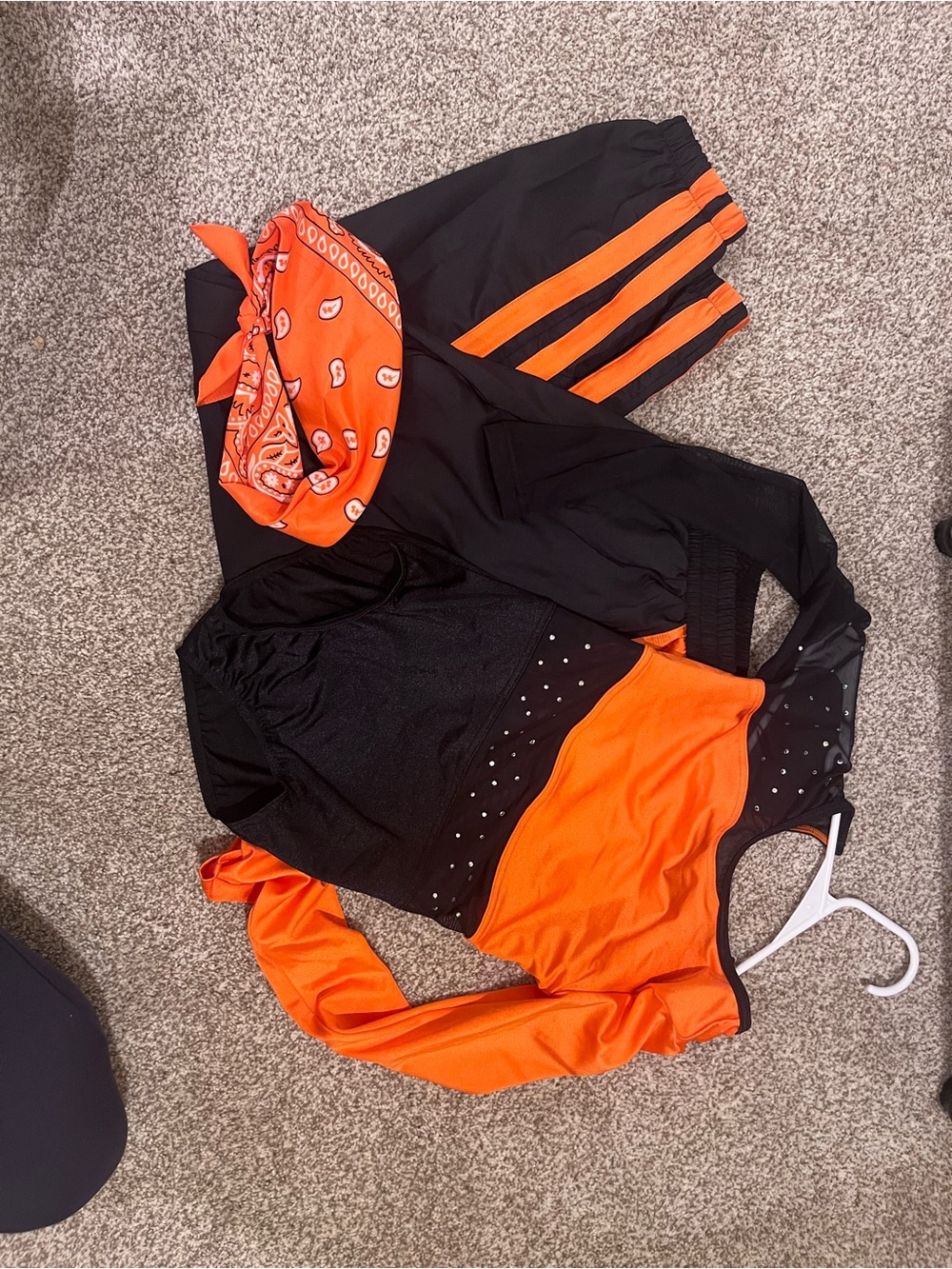Weissman Black Sweatpants with Orange Side Stripes